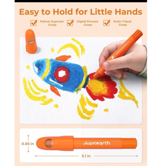 Jupitearth Rocket Crayons 18 Vibrant Colors Twist Up Design For Kids - Picture 7 of 8